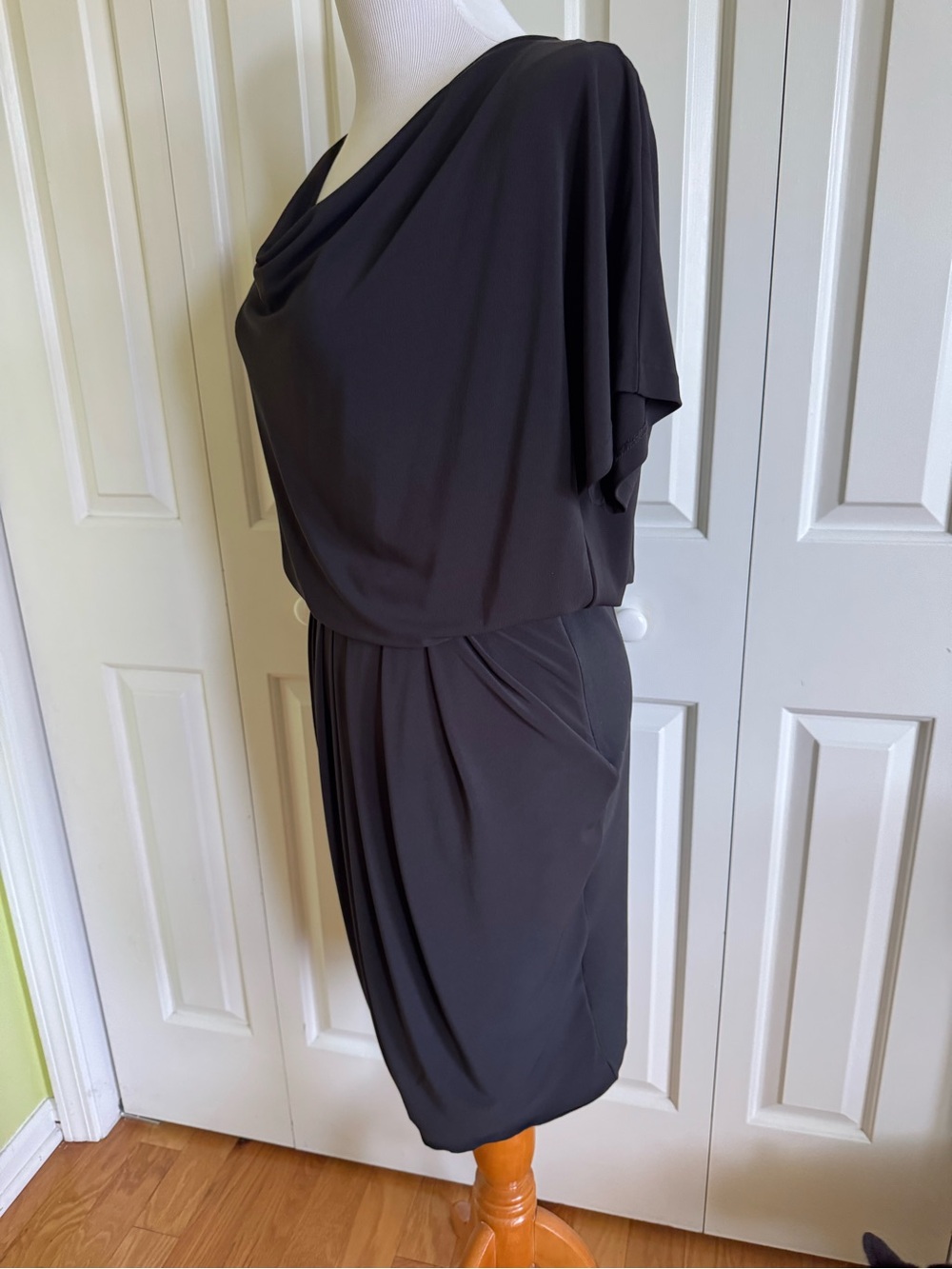 VALENTINO ROMA Black Jersey Blouson Dress M